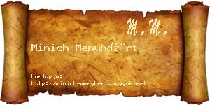 Minich Menyhért névjegykártya